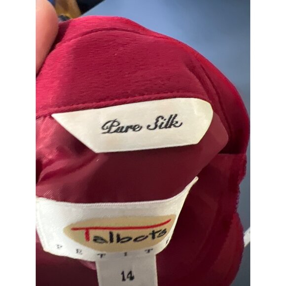 Talbots Petite Pure Silk Burgundy Shirt Dress With Belt & Button Front Size 14 - Picture 7 of 11